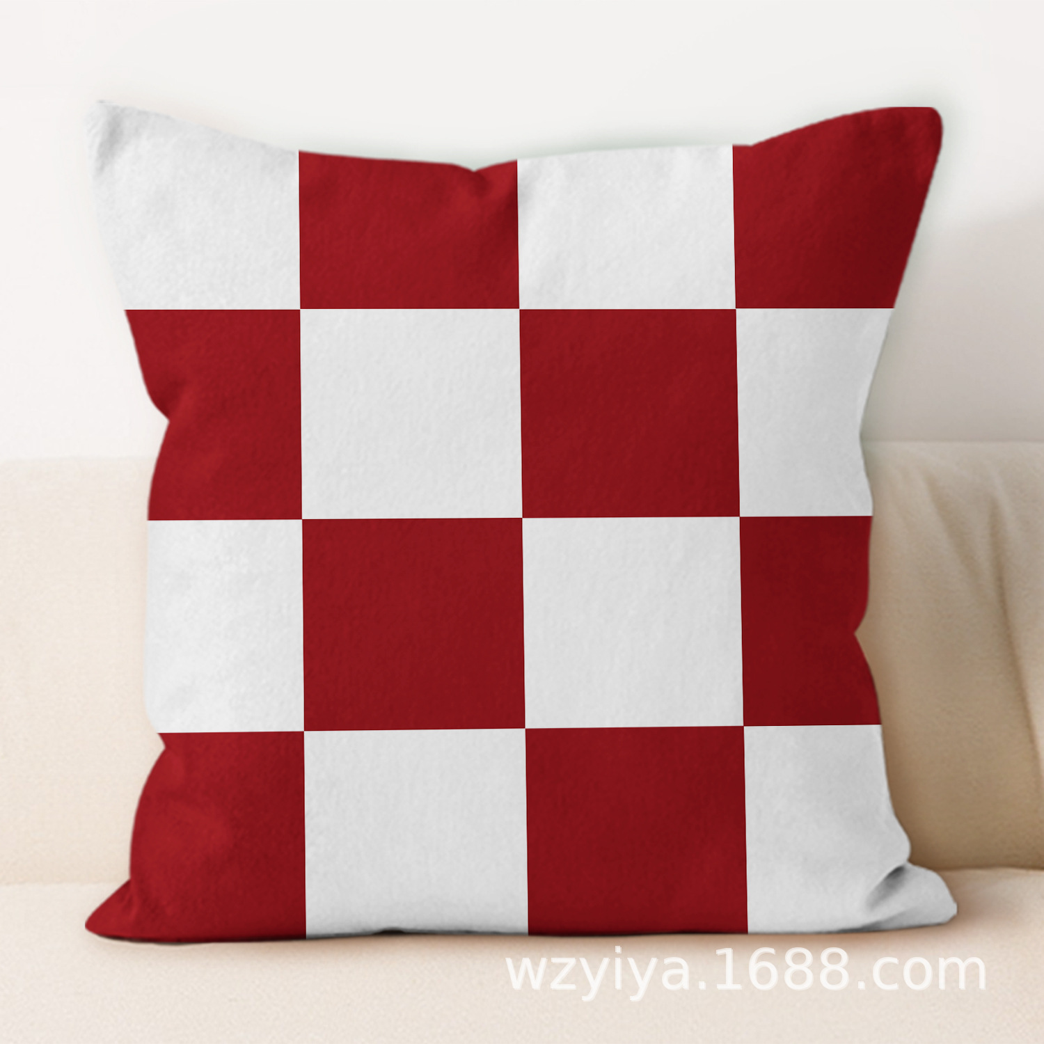 Guía de almohada de geometría roja simple almohada de almuerzo de oficina moderna almohada decoración de sofá de salón
