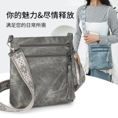 新款多功能休闲包韩版潮流多拉链竖款单肩包斜挎包轻便通用款女包
