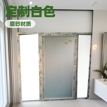 定制白色中窄门 钢化磨砂玻璃推拉门 厨房客厅阳台隔断推拉门