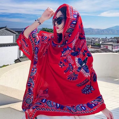 Ethnic style scarf sunscreen shawl for women with high-end sense Inner Mongolia, Xinjiang, Qinghai, Northwest Grassland Tourism Scarf