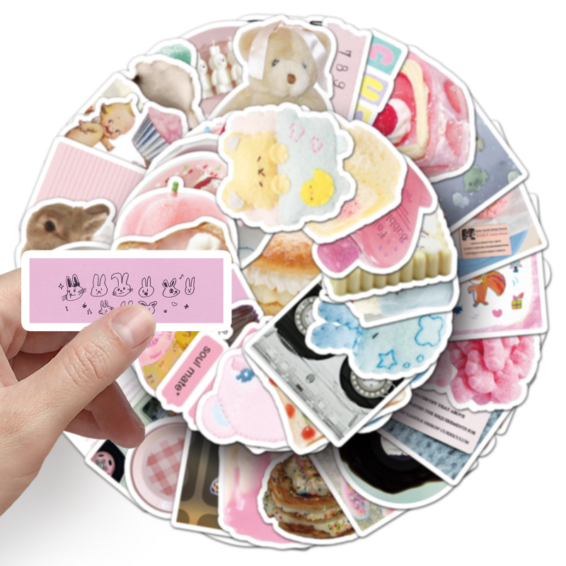 50张盐系INS风贴纸手帐韩系DIY跨境笔记本平板手机电脑小麻薯贴纸|undefined