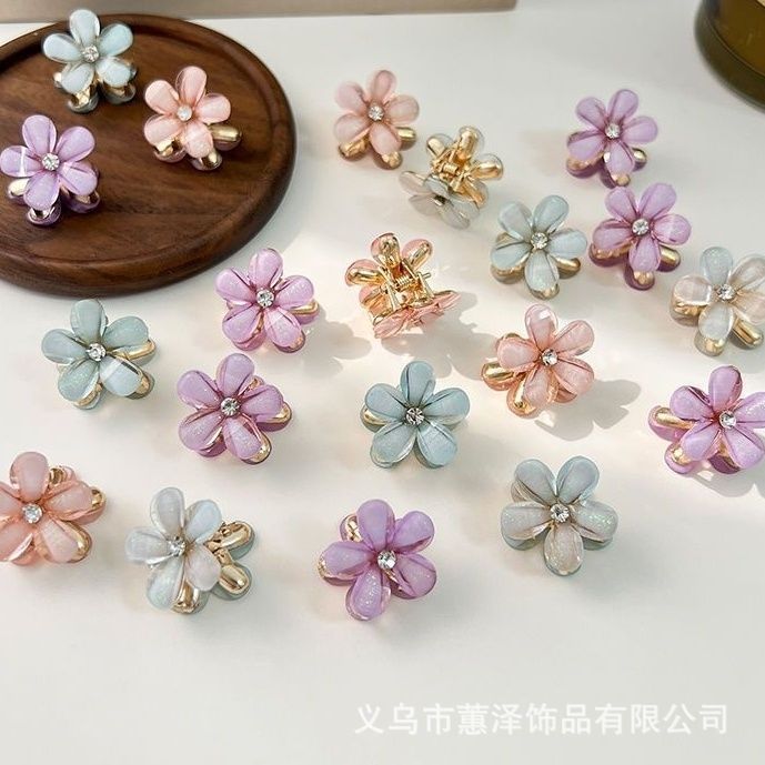 子供の水晶の花の小さいつかみの女の子のサイドは髪を挟みます。|undefined