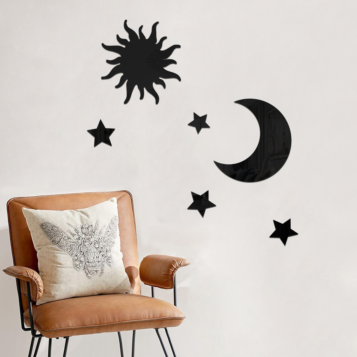 Foreign Trade Hot-Selling Star And Moon Combination 3D Self-Adhesive DIY Bedroom Living Room Custom Mirror Wall Sticker_voghion.com