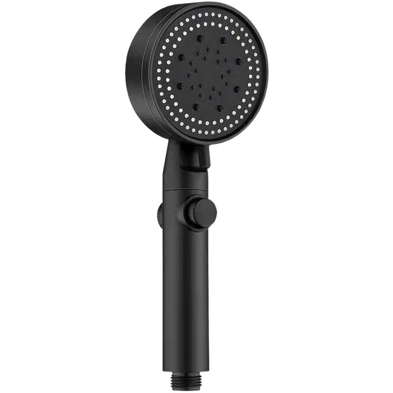 Multifuncional de cinco velocidades sobrealimentado cabezal de ducha de mano gran rociador de agua boquilla de ducha esmerilado Negro traje de la cabeza de Ducha