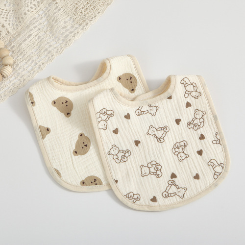 Korean style 6-layer cotton gauze U-shaped bib Zou Zou cloth saliva napkin rice bib newborn bib baby anti-vomiting milk towel
