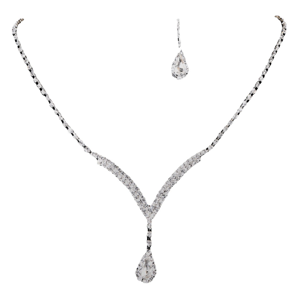 Joyería nupcial europea y americana moda completa diamante cuello en V gota de agua colgante collar pendientes traje transfronterizo caliente femenino n5471