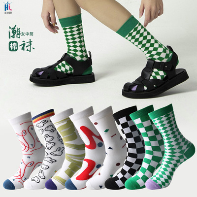 潮袜女中筒夏韩版女袜ins潮流街头女士中筒袜网红外穿百搭长袜|ru