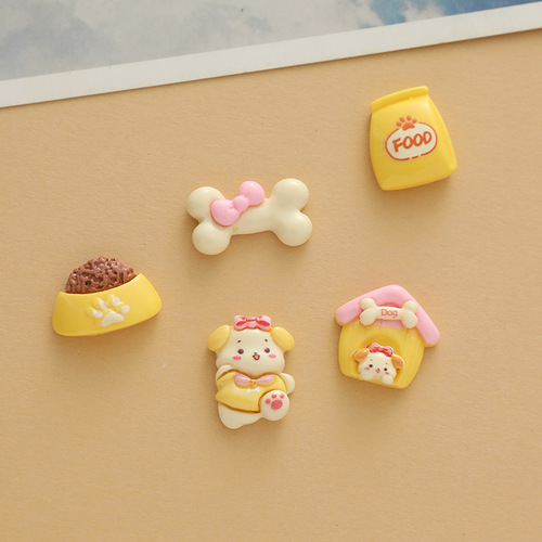 Glossy cartoon yellow doghouse diy cream mobile phone case resin accessories handmade hairpin head rope jewelry material package