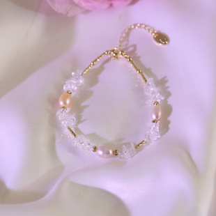 Natural Freshwater Pearl White Crystal Gravel Bracelet Design Accessible Luxury Stylish Adjustable Bracelet New Chinoiserie Classy