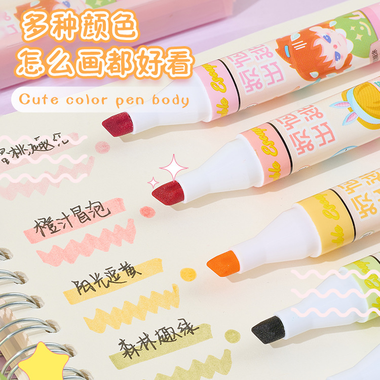 Bolígrafo de marcado lindo de dibujos animados de Ins bolígrafo de cuenta manual de alto valor lápiz de marcado clave de color bolígrafo de marcado para estudiantes