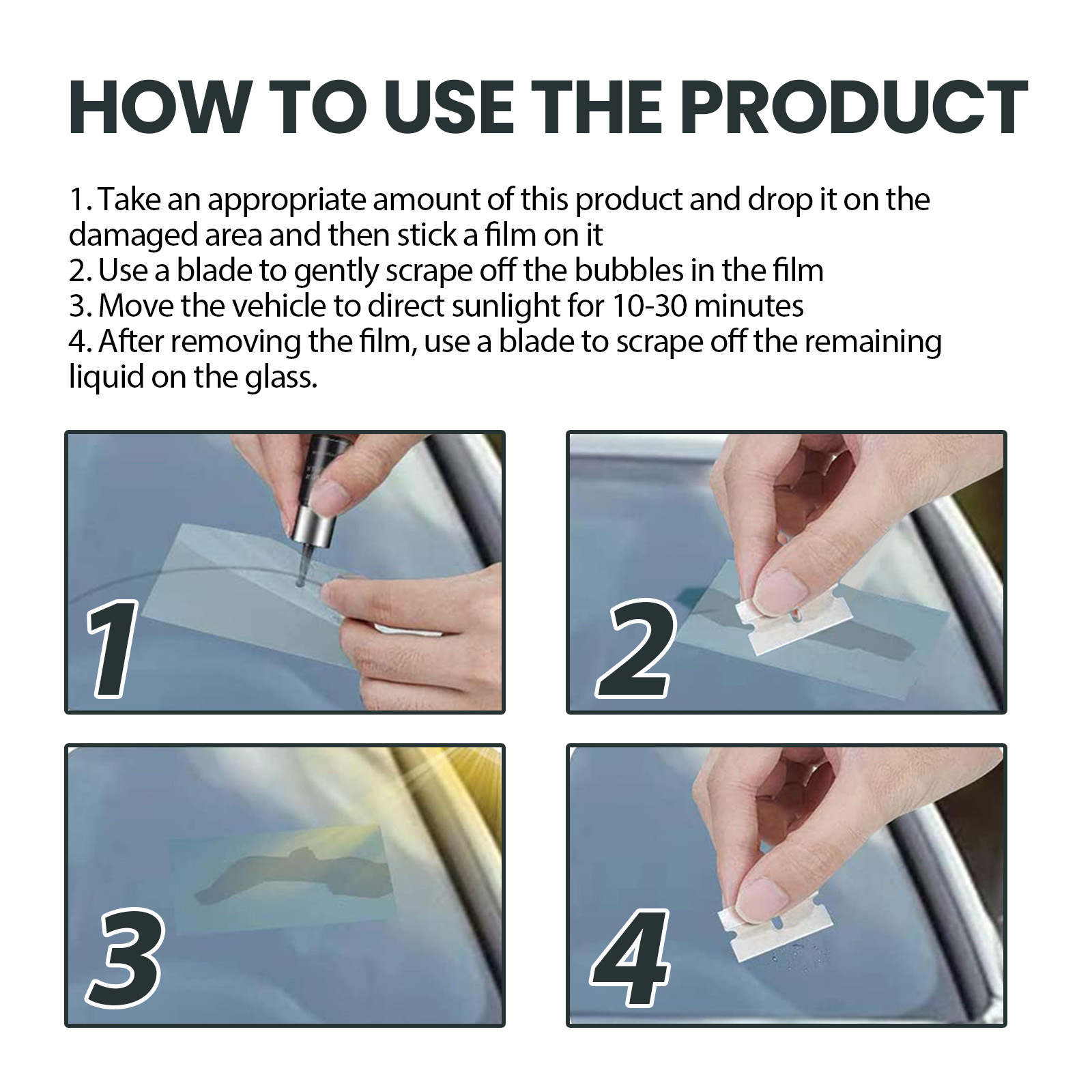 Homonth Windshield Care Kit Special Adhesive Liquid for Car Windshield Crack and Breakage Repair