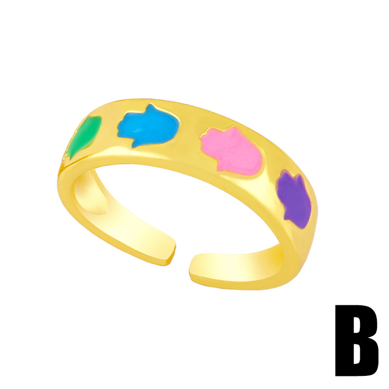 nihaojewelry simple star dripping oil copper open ring wholesale jewelry