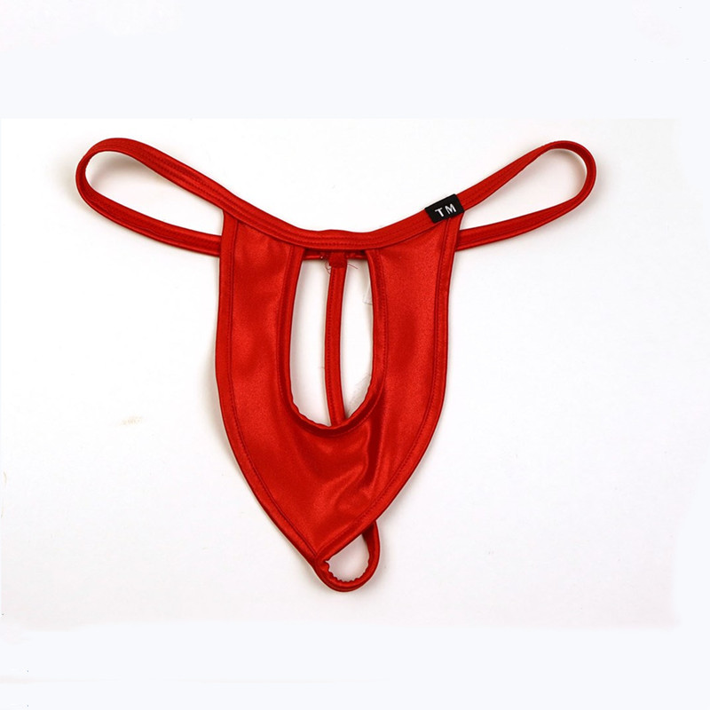 New Men's Thong Hollow Underwear Fashion Gun Bullet Separation Low-Rise Briefs Leak-Proof T-Back Cross-Border Direct Sale