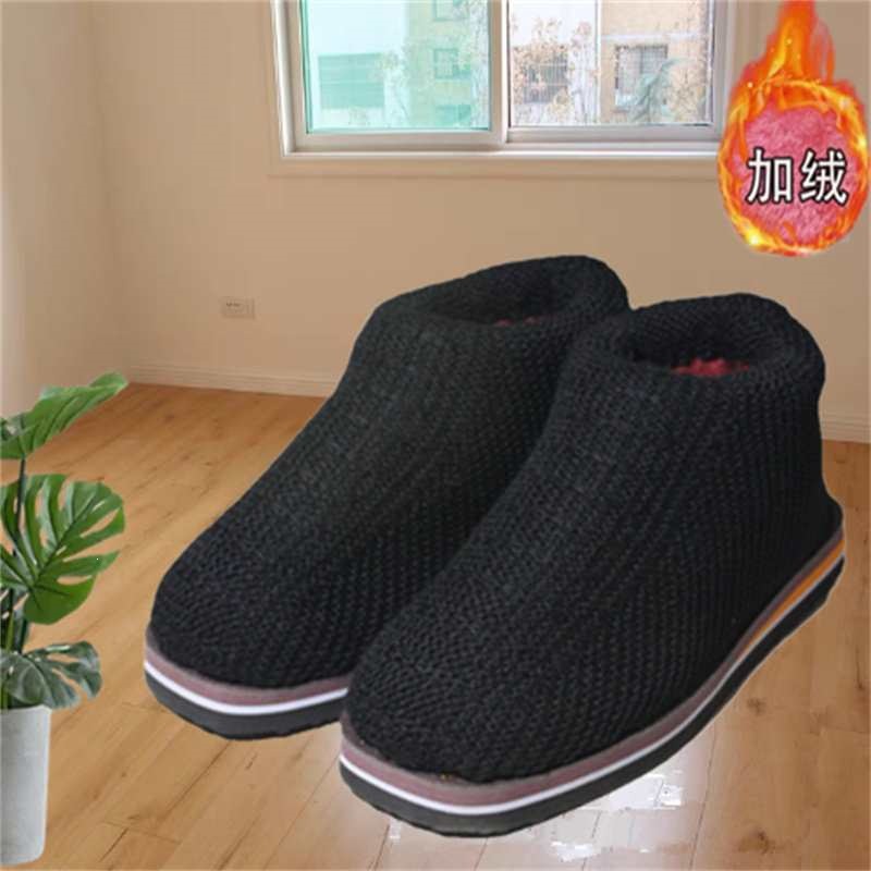 手工棉鞋成品女编织打毛线针织加绒加厚手工勾线男冬天拖鞋棉鞋