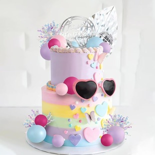 27Pcs Pink Blue Purple Ball Cake Filled Silver Disco Mirror Ball Egg Disco Music Birthday Supplies