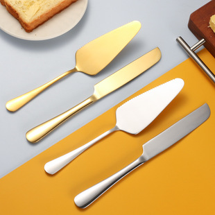 Stainless steel golden cake knife cake shovel suit household cake bread pizza dessert baking supplies