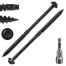 黑色路锈宝外六角头草绳钉木结构连接螺丝六角华司滚花割尾木螺钉