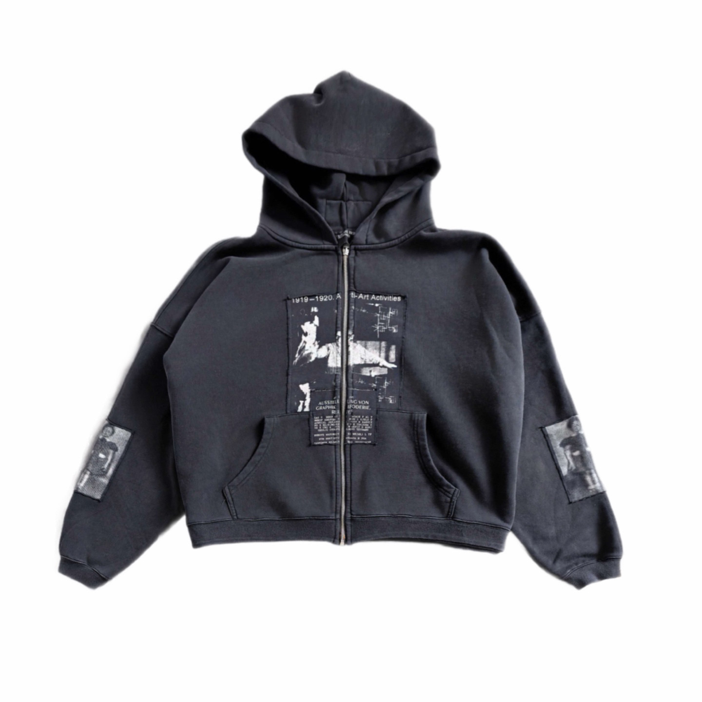 ERD melancholic rich second-generation washed and distressed portrait print hooded sweatshirt, unisex loose-fit zip-up heavyweight jacket