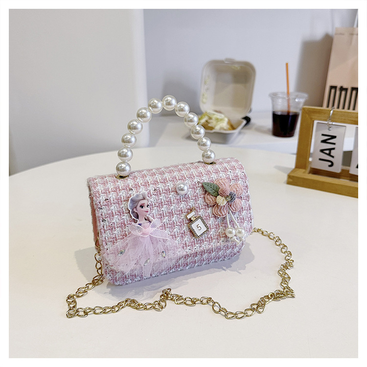 2025 nuevos niños de dibujos animados portátiles inclinados para proteger pequeños vientos de princesa de dibujos animados inclinados bolsos de perlas