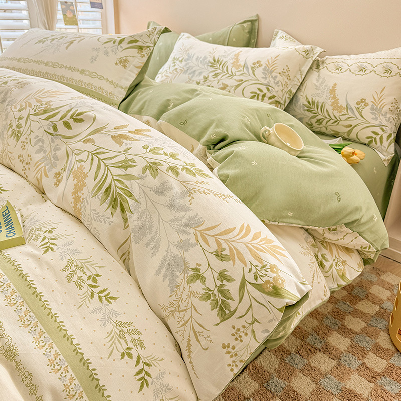 Inswind pequeña flor de algodón cama de cuatro piezas set de algodón puro 2025 nuevo dormitorio sábanas de cama sábanas