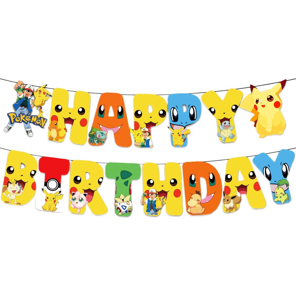 Пикачу тема День рождения украшение Покемон тянуть флаг латексный шар торт вставка Детский костюм