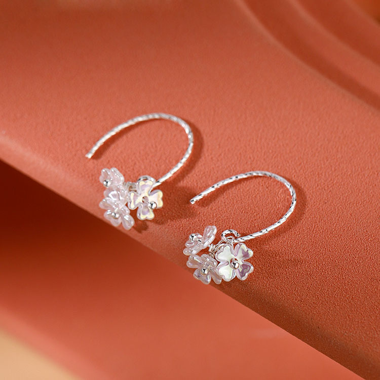 1 Pair Simple Style Solid Color Flower Plating Arylic Sterling Silver Earrings display picture 2