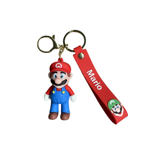 Super Mario Cartoon Keychain Mario 3D Doll School Bag Pendant Car Keychain Boys Small Gift