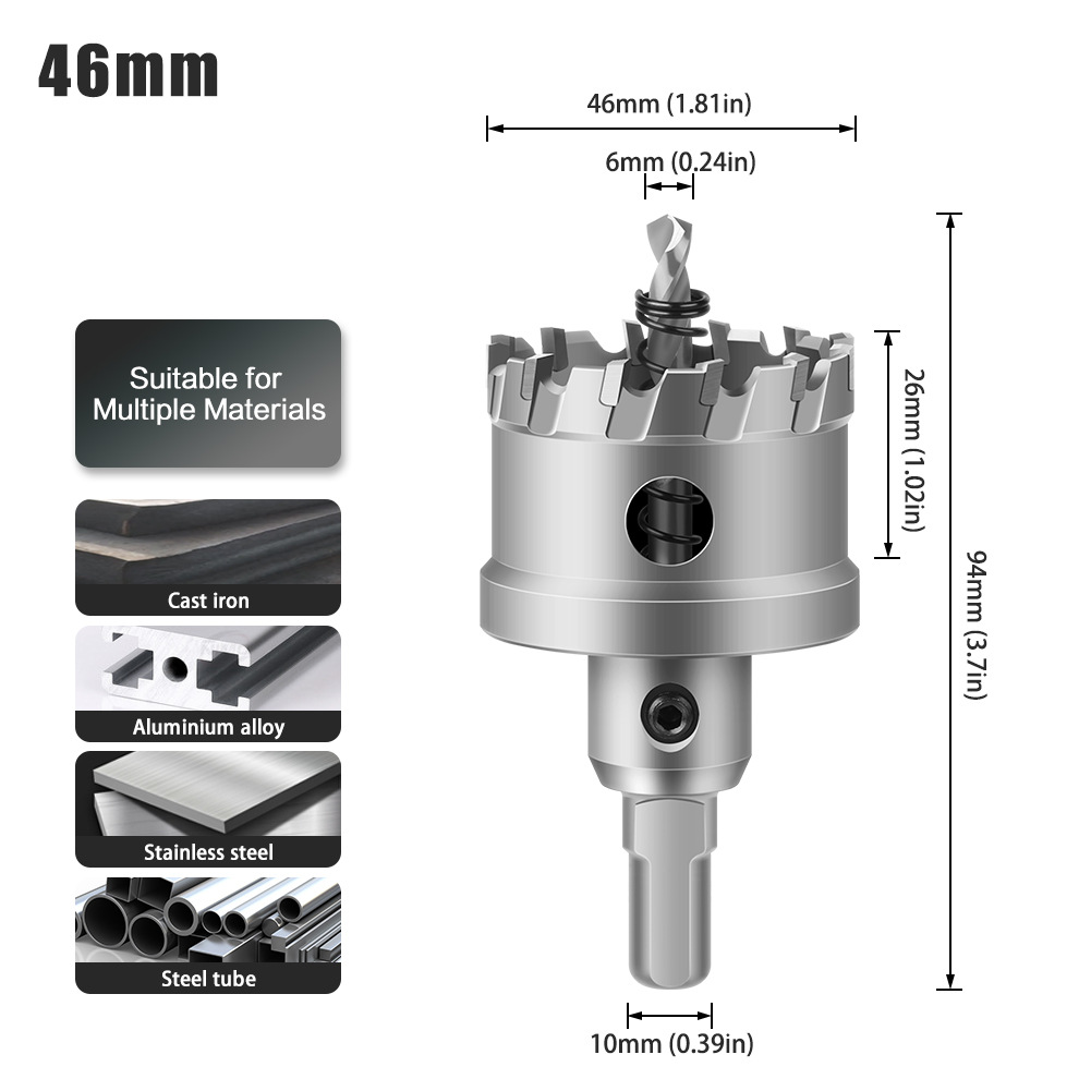 Abridor de agujero de aleación 5A de alto grado Abridor de agujero de acero inoxidable de alto grado TCT