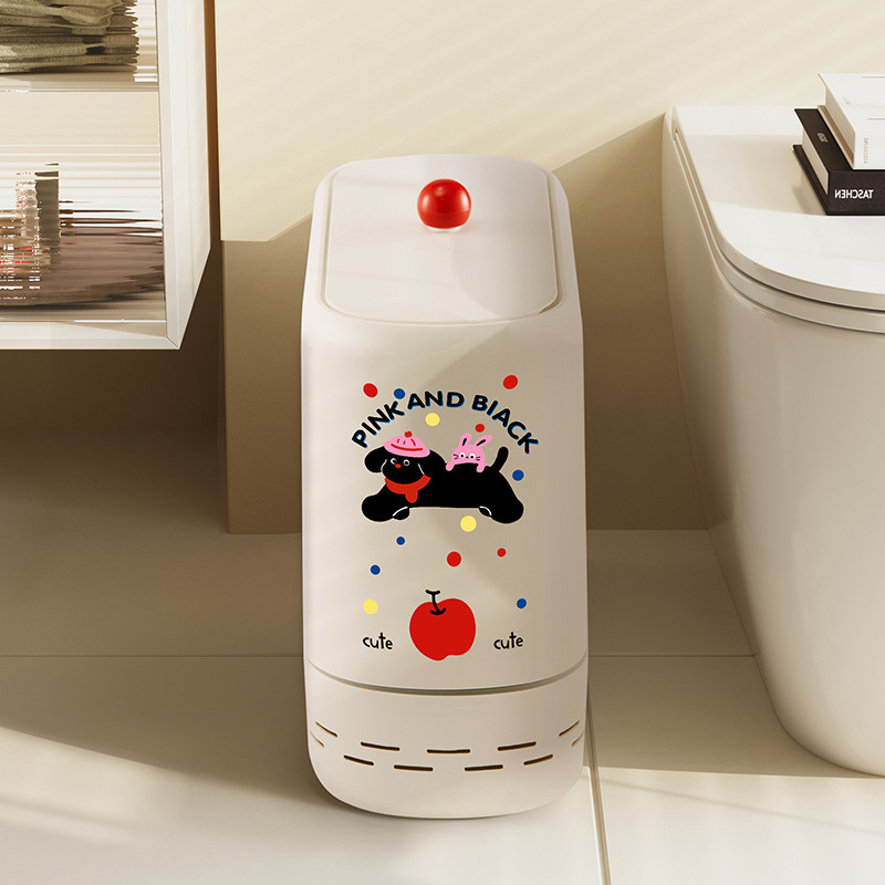 Cartoon Bathroom Trash Can, Toilet Gap Special Bucket, Household with Lid, 2025 New Style Bedroom High-Value Wastebasket