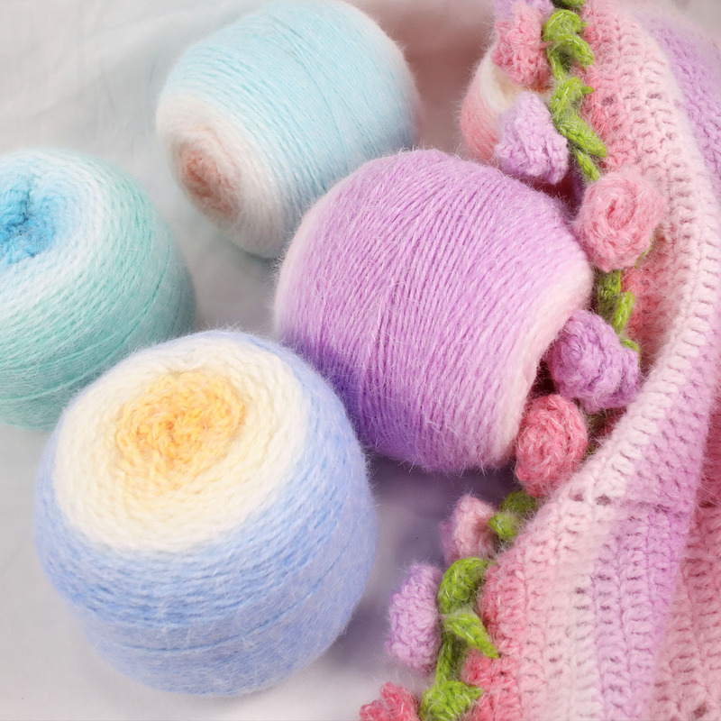 Magic Ball Light Breeze Double Gradient Color Long Plush Yarn Hand-Crocheted Seven-Star Blanket Rose Bouquet Blanket DIY Material Kit Magic Ball Light Breeze Double Gradient Color Long Plush Yarn Hand-Crocheted Seven-Star Blanket Rose Bouquet Blanket DIY Material Kit
