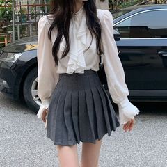 小香风洋气别致上衣长袖法式白衬衫女设计感小众内搭打底衬衣秋冬