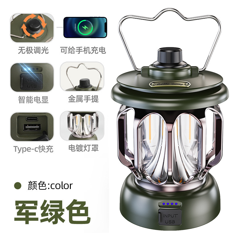 国境を越えた新型屋外キャンプ灯ledレトロ馬灯手提げテント灯便利式usb充電キャンプ灯