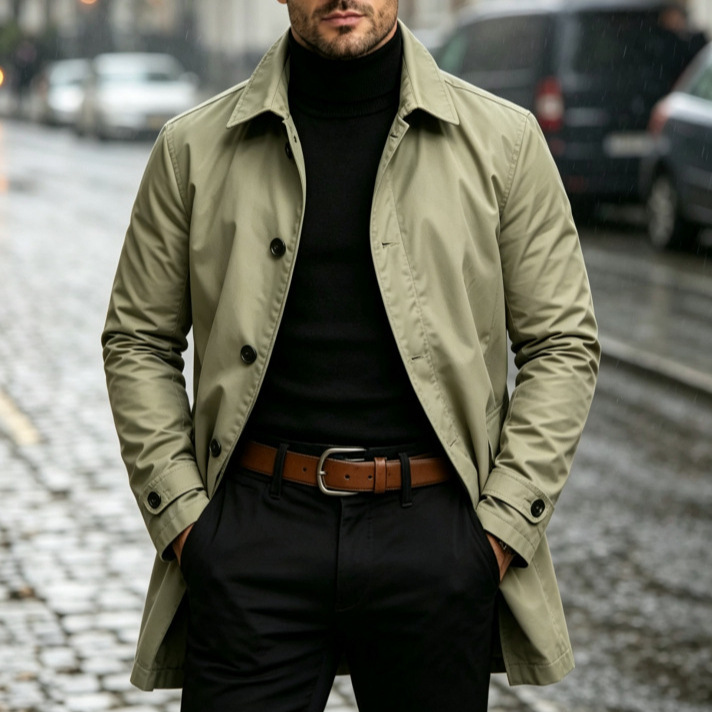European and American men's winter high-end casual windbreaker jacket, retro commuter waterproof cardigan, export cross-border men's clothing