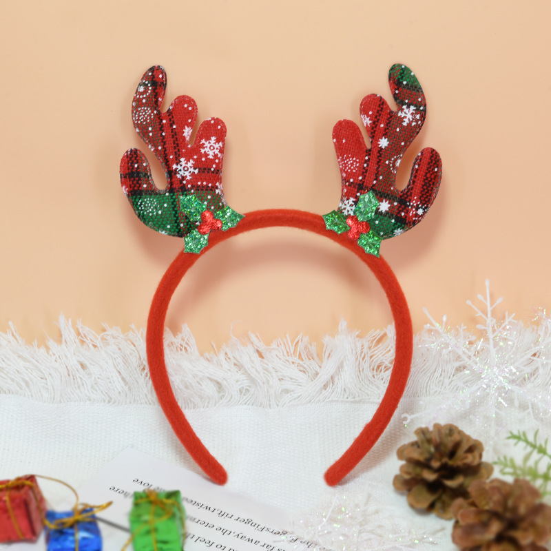 Adorable cabello de Navidad corno de ciervo cinco estrellas cabeza de banda de cabello de Navidad para niños corpos de cabello de decoración accesorios clipes de cabello