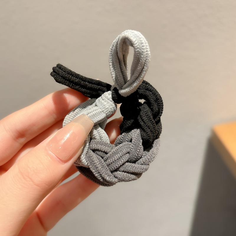 Cuerda para el cabello retro Maillard, temperamento femenino, cuerda para el cabeza duradera, banda de goma para el cabello de alta gama, tocado de lazo para el cabello de cola de caballo alta