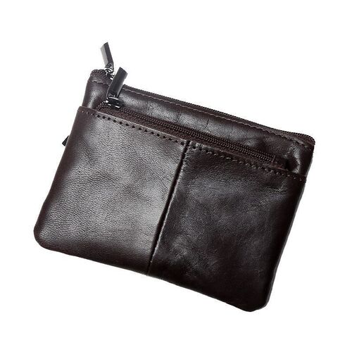 Cross-border soft leather small wallet, business card ultra-thin small card bag, leather simple zipper driving license bag, bus card key bag