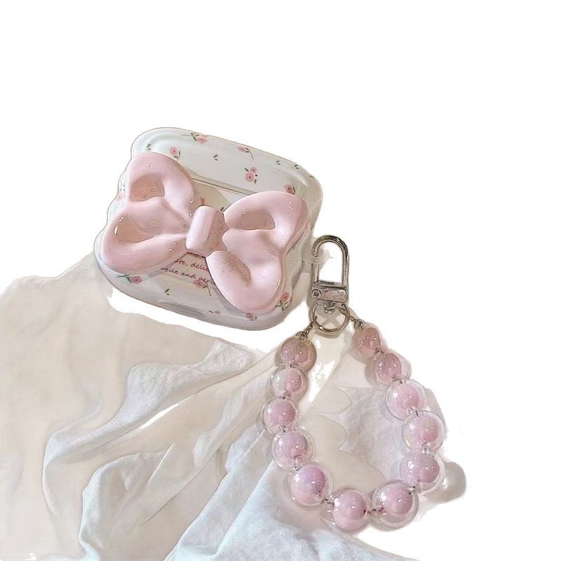 Ins arco rosa flor triturada para Airpods Pro3 Apple Bluetooth auriculares casco Airpods4 auriculares casco