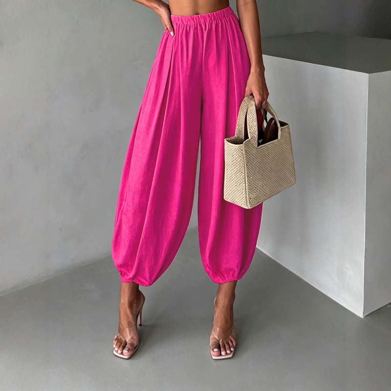 Fashionable Loose-Fitting Harem-Style Lantern Pants for Women, European and American Casual Versatile Air Pants, Women's Cotton-Linen Texture Wide-Leg Pants Fashionable Loose-Fitting Harem-Style Lantern Pants for Women, European and American Casual Versatile Air Pants, Women's Cotton-Linen Texture Wide-Leg Pants