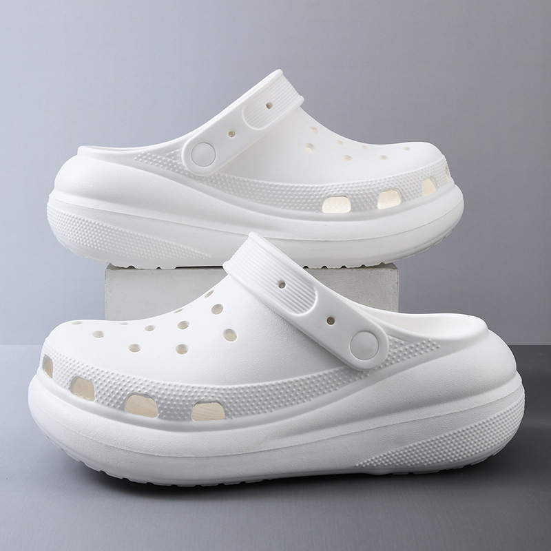 Heightened Hole Shoes Women's Non-slip Wear-resistant Summer Puff Baotou Slippers Breathable Non-stinky Foot Couple Camping Sandals