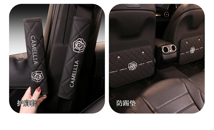 Simple Cute Cartoon Car Cushion Four Seasons Universal Single Piece Leather Camellia Women's Seat Cover Half Bag Seat Cushion