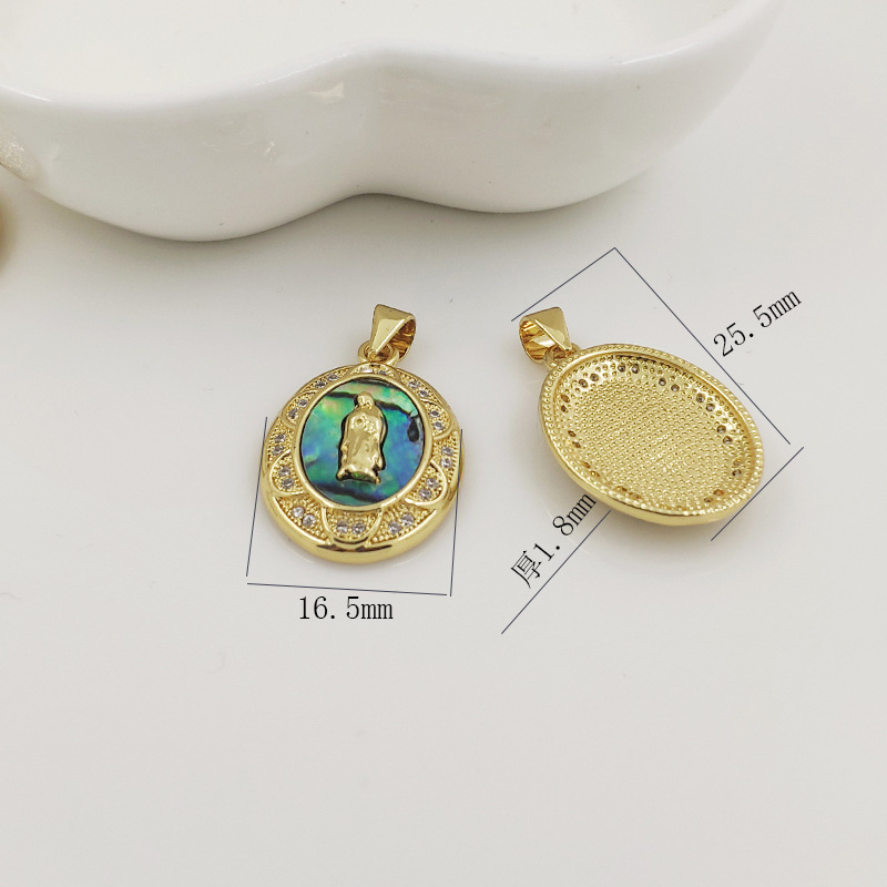 Europeo y americano virgen ZIRCON colgante abalone Shell elefante colgante con incrustaciones de arroz cuentas fritillary colgante nuevo collar redondo colgante