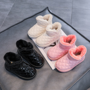 Winter New Korean Style Children's Snow Boots Gright-faced Waterproof Thickened Warm Girls' Boots Girls' Non-slip Cotton Children's Shoes