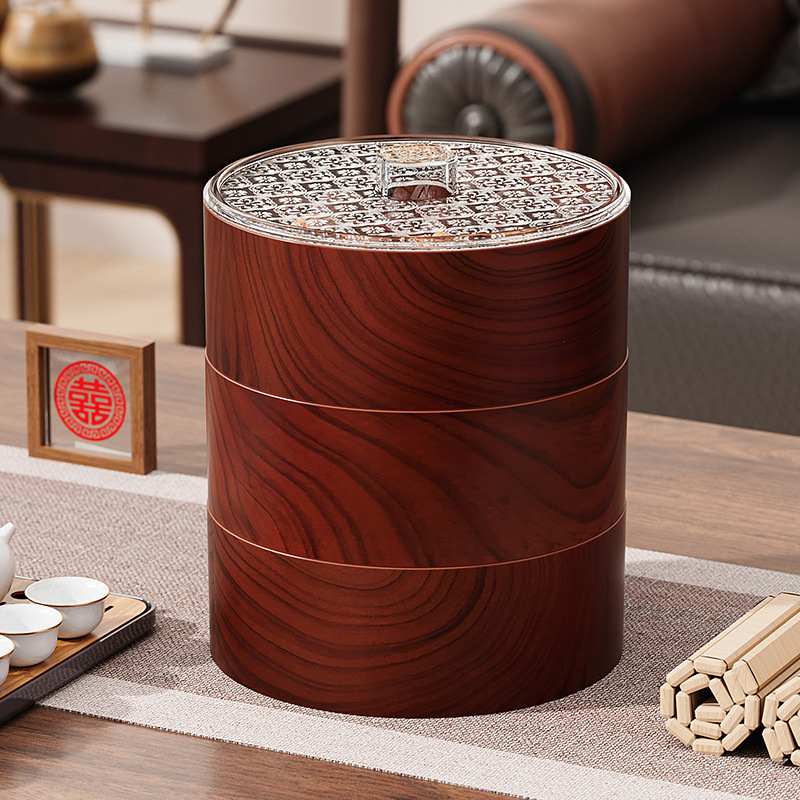 La Mesa de café de la Sala de estar de la nueva bandeja de frutos secos de madera China divide las cajas de caramelos y semillas de melón en varias capas y superpone las cajas de almacenamiento.