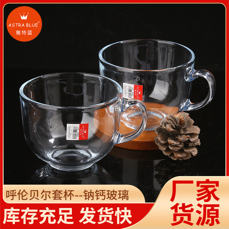 Summer Water Cup, Juice Cup with Handle, Coffee Cup, Milk Cup, Hulunbuir Creative Glass Cup Set Wholesale