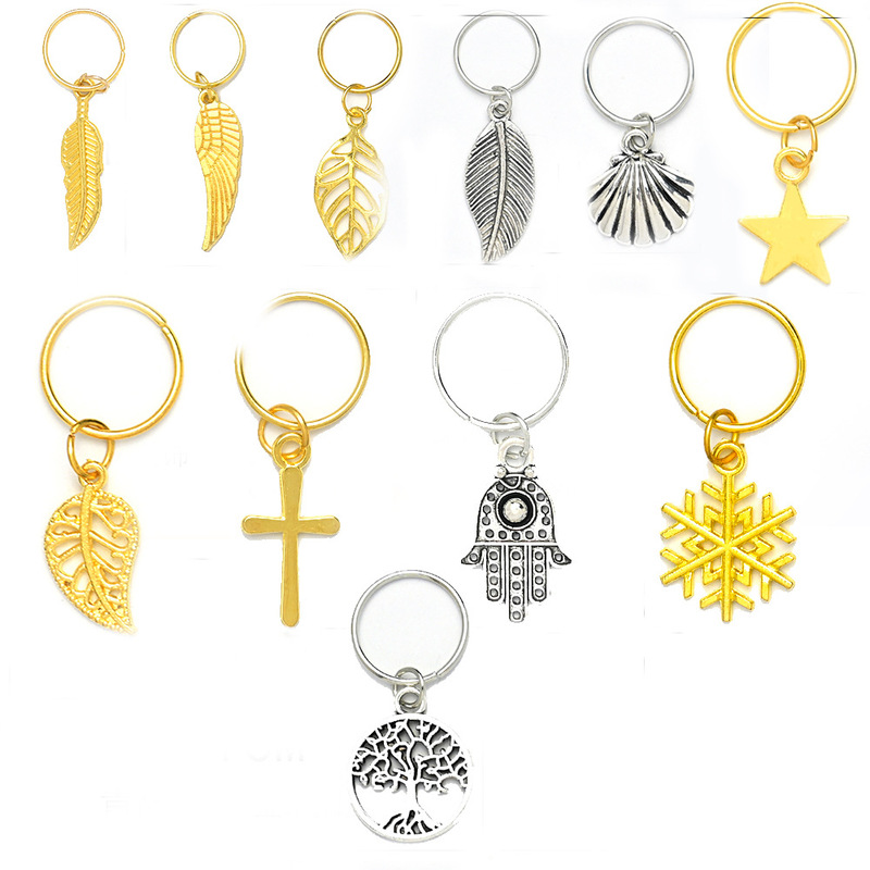 DIY Dreadlock Alloy Hair Accessories Pendant Cut Out Leaves Stars Cross Tree of Life Snowflake Wig DIY Accessories