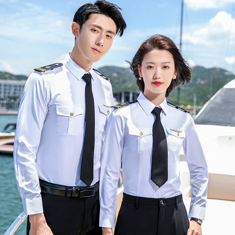 Air flight captain uniform male and female flight attendant aviation school shirt band Pilot security work clothes