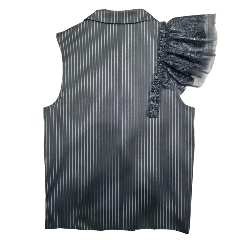 Estación europea 2026 primavera nueva ropa europea de moda suelta de encaje universal chaleco a rayas chaleco de moda image 3