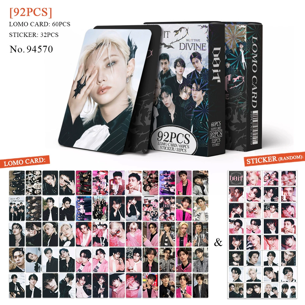 Набор фотокарт STRAYKIDS DO IT DIVINE, 92 шт. LOMO-карточек и стикеров, коллекционный