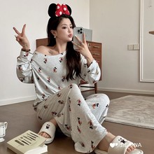 日系ins设计感米奇慵懒风套装长袖睡衣家居服精品莫代尔棉显瘦