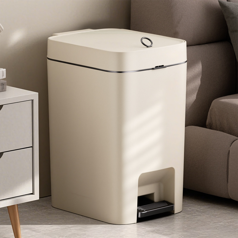 Trash Can with Lid for Home High-End Kitchen Living Room Bathroom Large Large Capacity High-Value Foot-Operated Trash Can